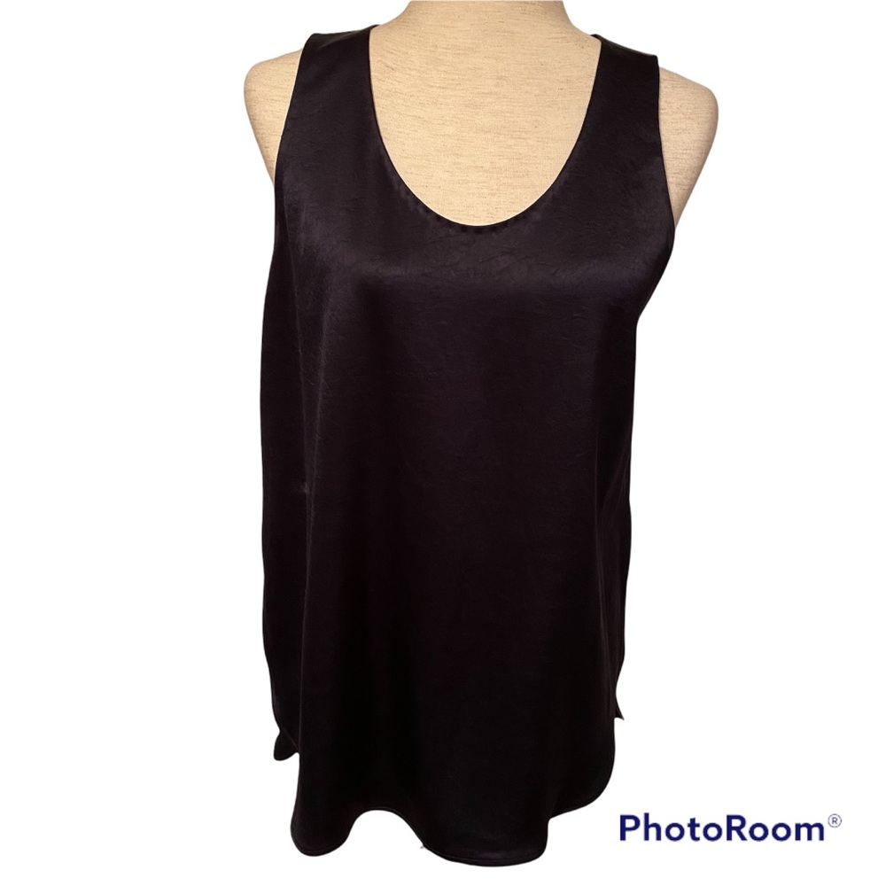 THEORY TOP TANK SCOOP NECK SLEEVELESS BLUE EVERYDAY DOUBLE SATEEN SIZE M